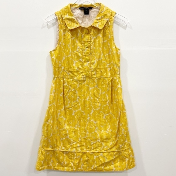 Marc By Marc Jacobs Yellow Floral Sleeveless Dress Cotton Collar Button Front 10 - Picture 1 of 8